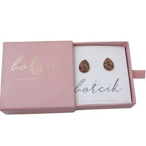 BORCIK Glitter teardop stud earrings NIB